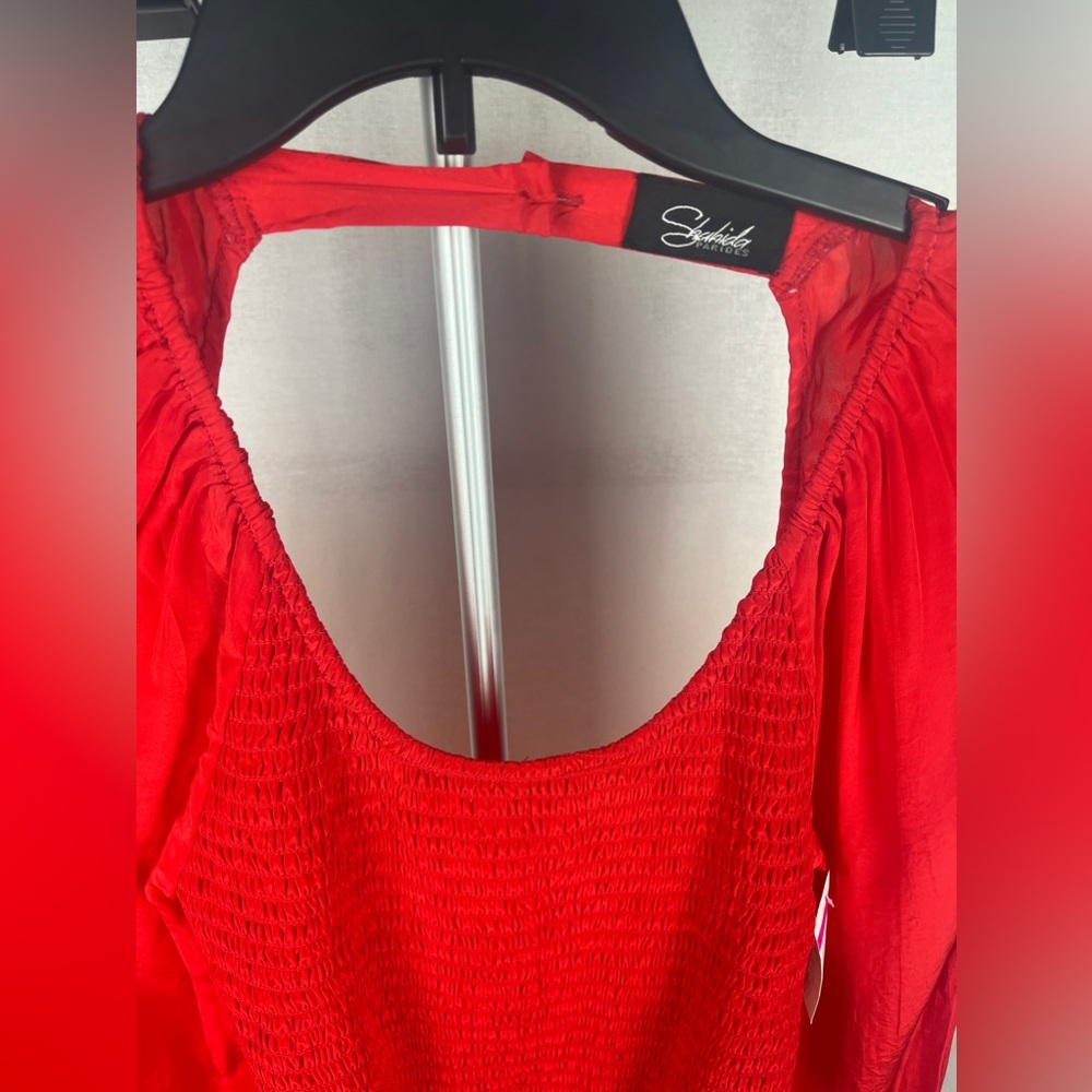 Shahida Parides Red Long Sleeve Cutout Mini Dress Size Medium (8-10) NWT - Picture 10 of 14